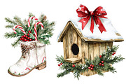 Christmas Farm Clipart, a Seasonal Illustration by CitraGraphics (Thumbnail 4 of 5)