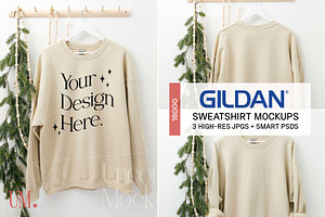 Sand Gildan 18000 Xmas Mockup x3