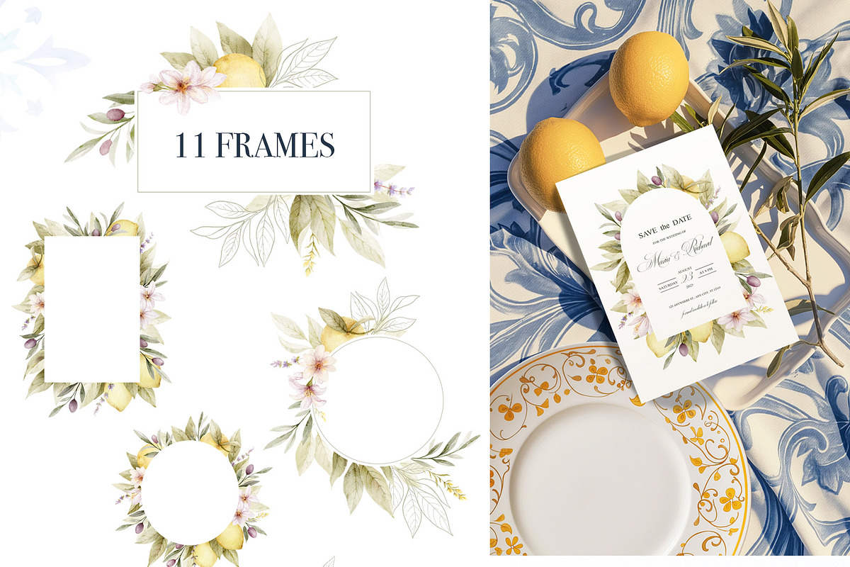 Mediterranean Lemon Olive Watercolor, an Object Illustration by Elena Medvedeva (Photo 4 of 10)