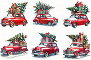 Christmas Car Watercolor Clipart, an Illustration by OK Design (Thumbnail 3 of 5)