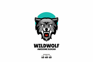 Wolf Head Mascot Logo Design