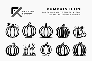 Black and White Pumpkin Icon, a Solid Icon by Akatype Studio