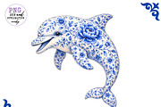 Chinoiserie Blue Sea Animals Clipart, a Work Illustration by CreationArt (Thumbnail 4 of 11)