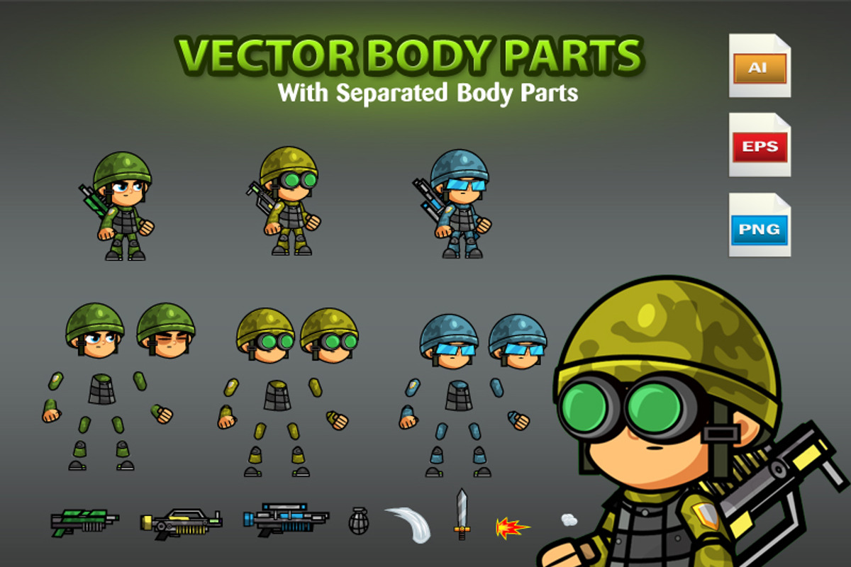 Soldiers Character Sprites 04, an Illustration by CreativeGameArt (Photo 2 of 4)