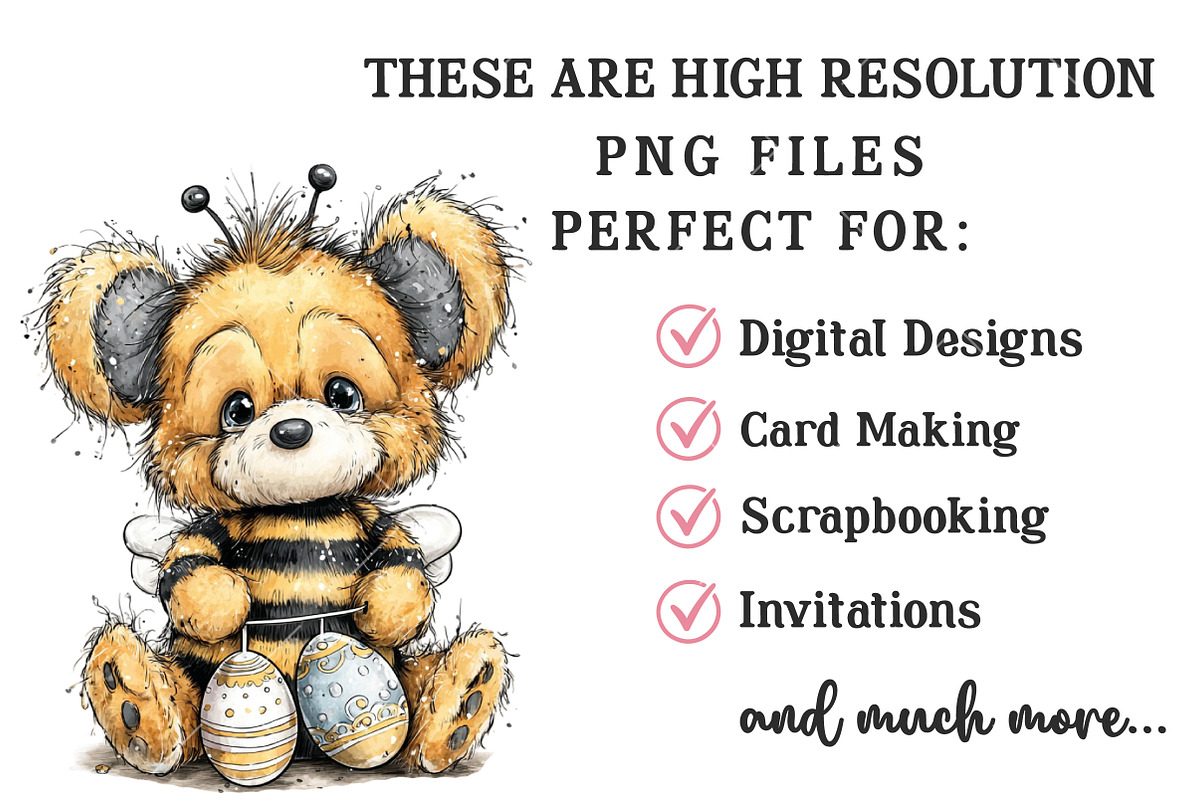 Whimsical Easter Bee Teddy Bear Clip, an Illustration by OK Design (Photo 4 of 6)