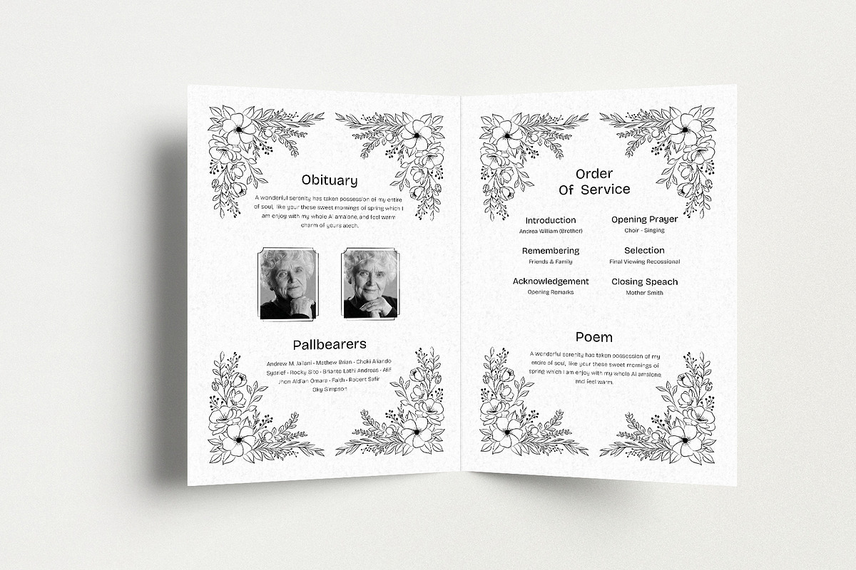 Soft Floral Funeral Program, a Brochure Template by Neermana (Photo 4 of 4)