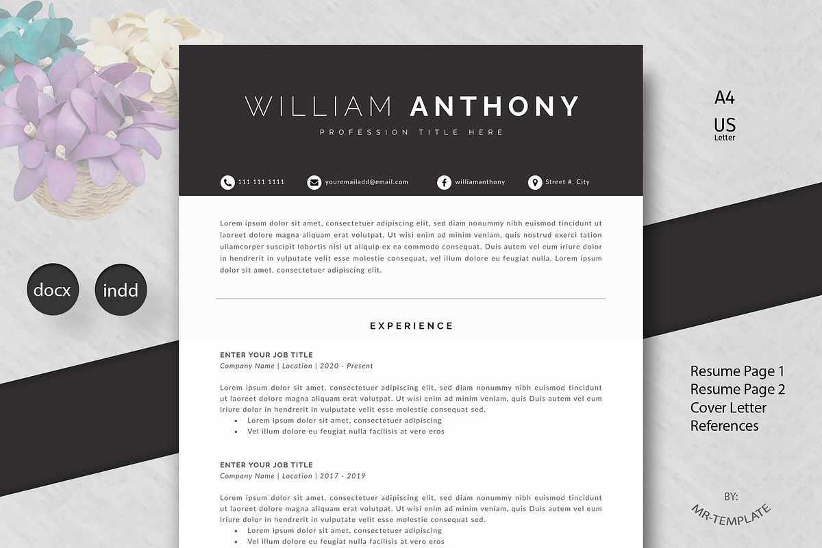 Resume/CV 4 Pages Word, a Resume Template by Mr-Template (Photo 1 of 5)