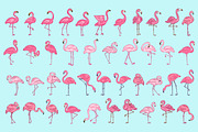 42 Set Cute Flamingo pink Bird, an Animal Illustration by Morspective (Thumbnail 9 of 9)