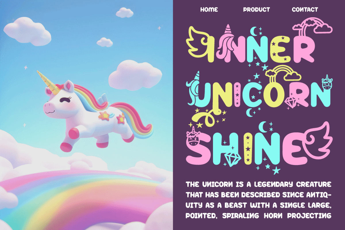 Peppy Pegasus -  Quirky Unicorn Font, a Font by PutraCetol Studio (Photo 7 of 10)