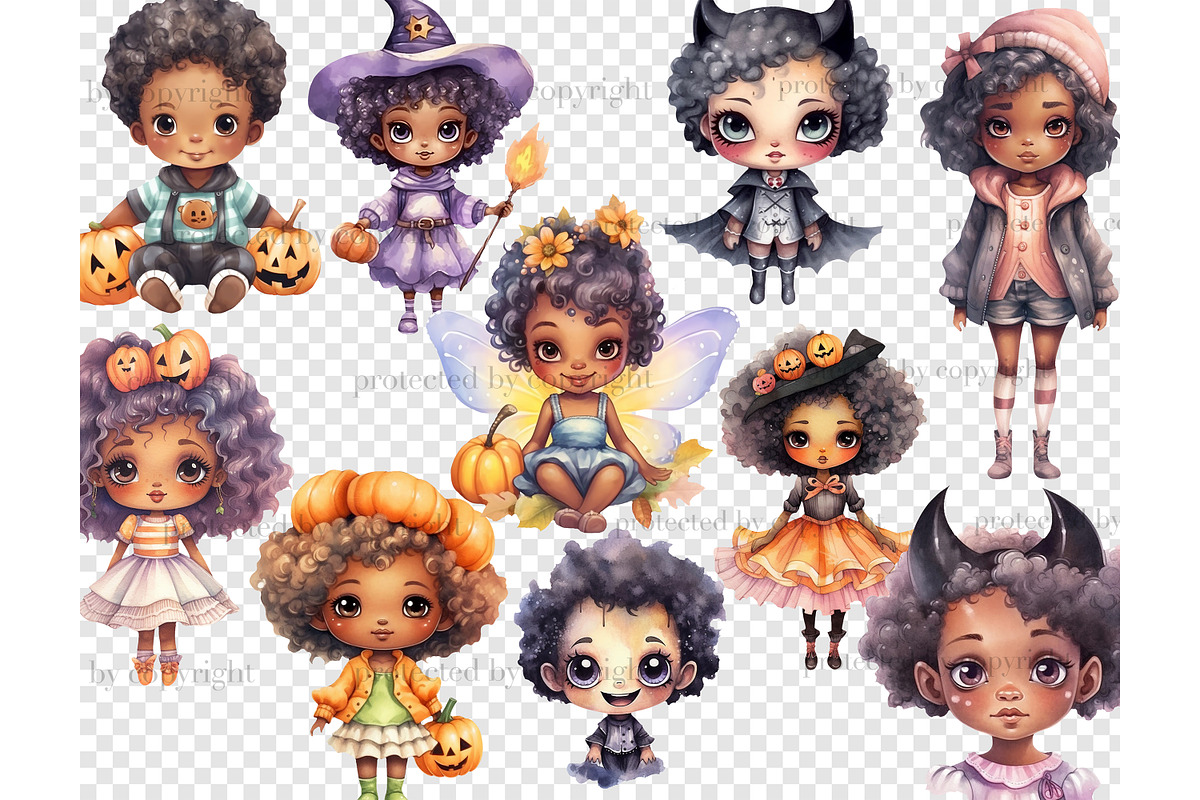Cute Halloween Clipart Collection, a Person Illustration by GlamArtZhanna (Photo 4 of 5)