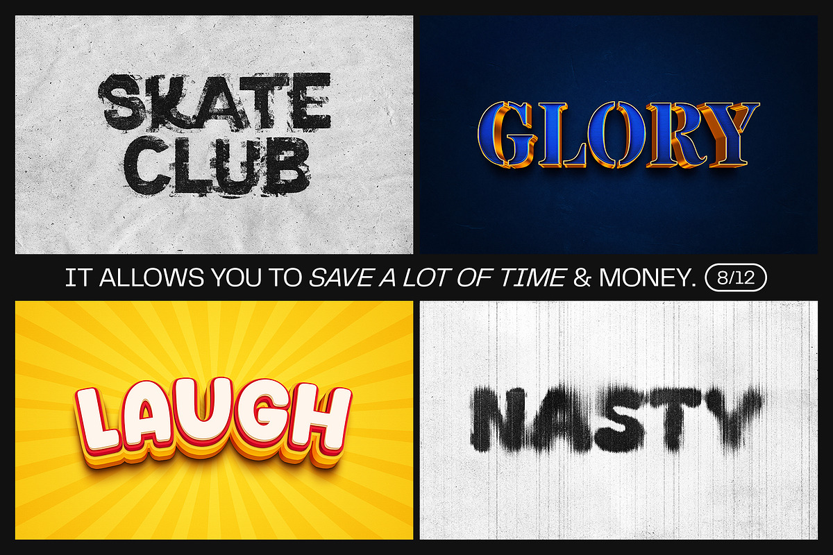 12 Text Effect Templates, a Layer Style Add-On by iDoodle Studio (Photo 5 of 6)