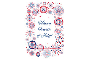 Fourth of July blue, red fireworks, a Seasonal Illustration by sceptical cactus