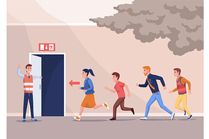 Pupils evacuation from school, a Person Illustration by the8monkey