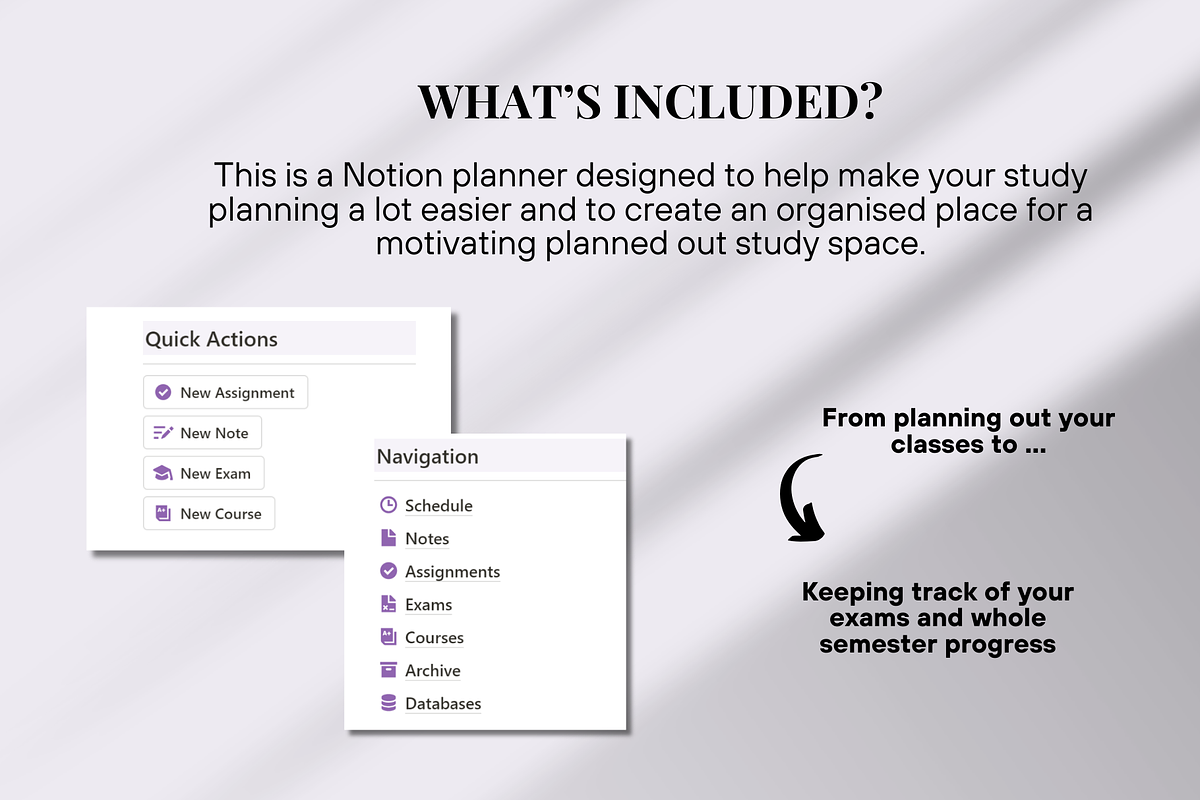 Purple Notion Student Planner, an App Template by SociallyyCreative (Photo 3 of 10)