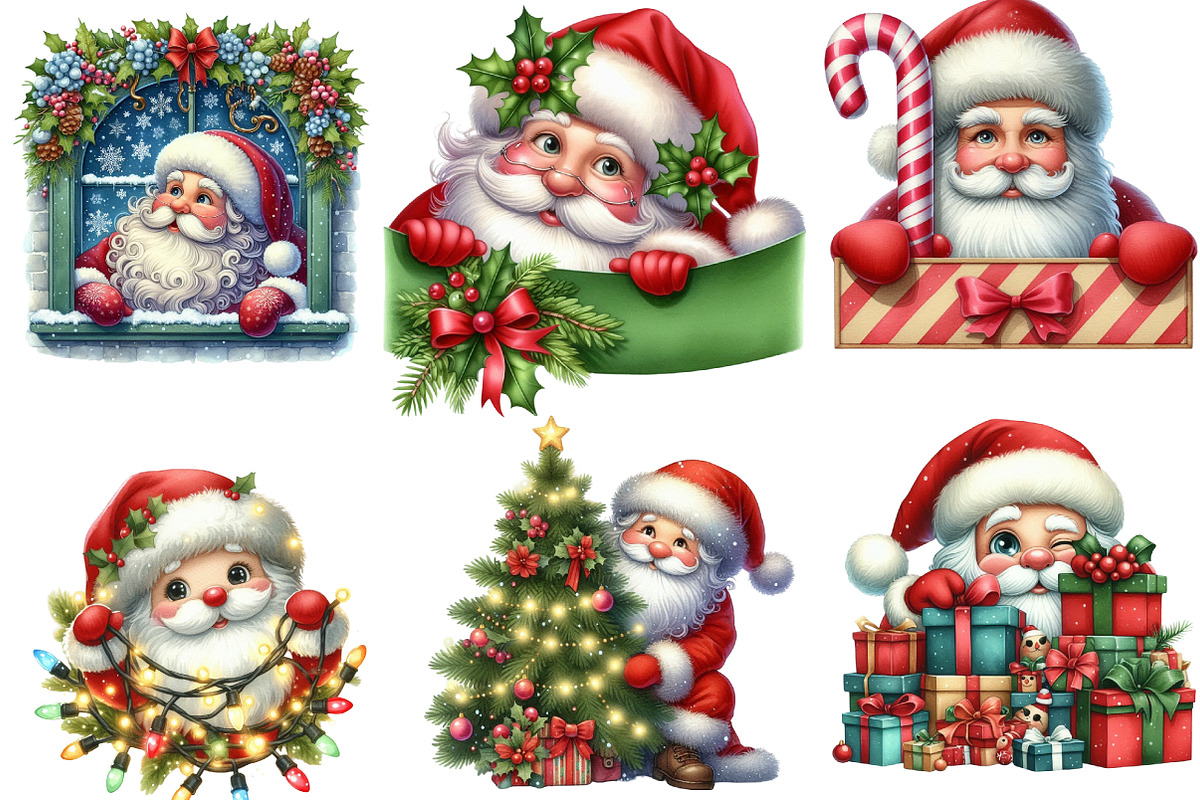 Christmas Peeking Santa Clipart, an Illustration by DreamArtGraphic (Photo 4 of 6)