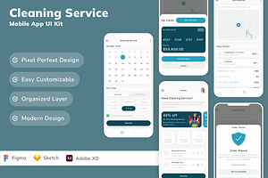 Cleaning Service Mobile App UI Kit, an UI Kit Template by Betush