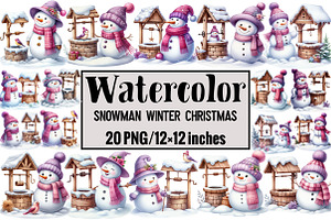 Snowman Winter Christmas, an Illustration by Design Market