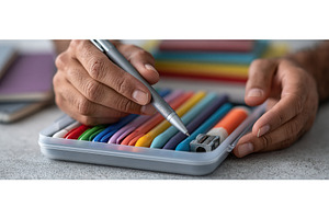 Hands Organizing Pen into Pencil, a School & Education Photo by piter.goskov