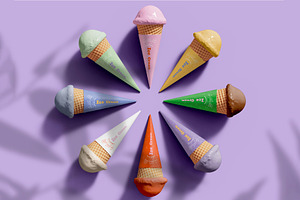 3d Top view Ice Cream Cones Mockup, a Packaging Mockup by The Rose Project