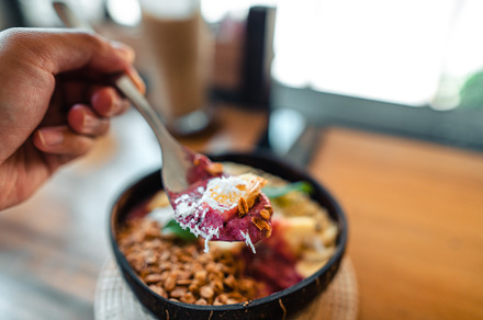 Smoothie Bowl in Coconut Shell, a Food & Drink Photo by Art Rachen