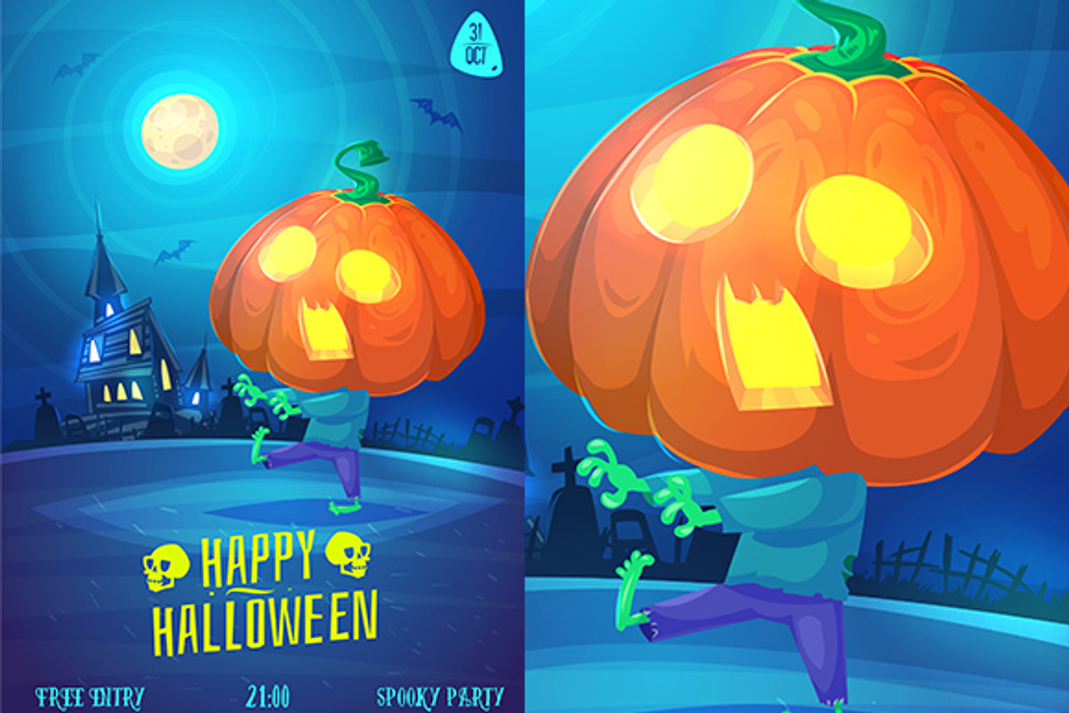 Pumpkin zombie, an Illustration by Krolone