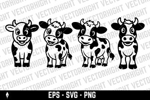 Spotted dairy cow, an Animal Illustration by Vectorhight