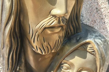 Mary and Jesus bronze statue, an Abstract Photo by KYNA STUDIO