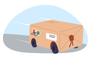 Fast delivery. Cardboard box with, an Object Illustration by Vectorbuum