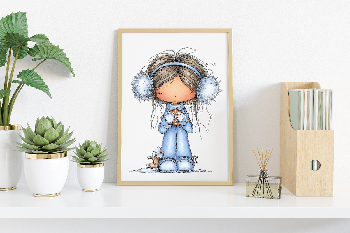 Winter Christmas Cottage Girl, an Illustration by Canvas Craft (Photo 5 of 6)
