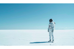 An astronaut in a white suit stands, a Nature Photo by Igor Tichonow