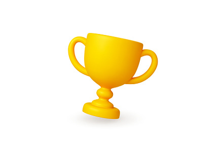 Gold trophy 3d icon simple design