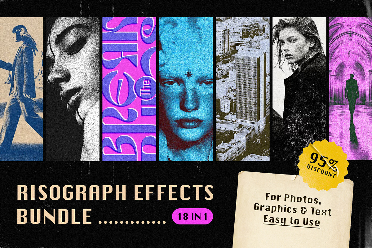18-in-1 Risograph Effects Bundle, a Layer Style Add-On by pixelbuddha.net (Photo 1 of 21)