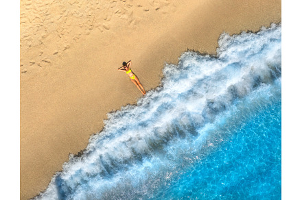 Aerial view of woman on the empty, a Person Photo by den-belitsky
