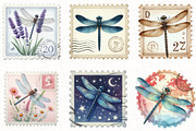 Dragonfly Postage Stamp Clipart, an Illustration by OK Design (Thumbnail 4 of 5)