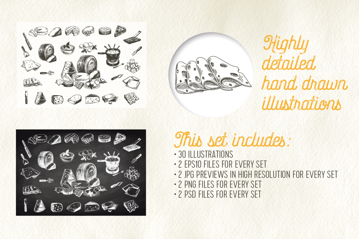 Hand drawn cheese illustrations, a Food Illustration by Natalya Levish (Photo 2 of 3)