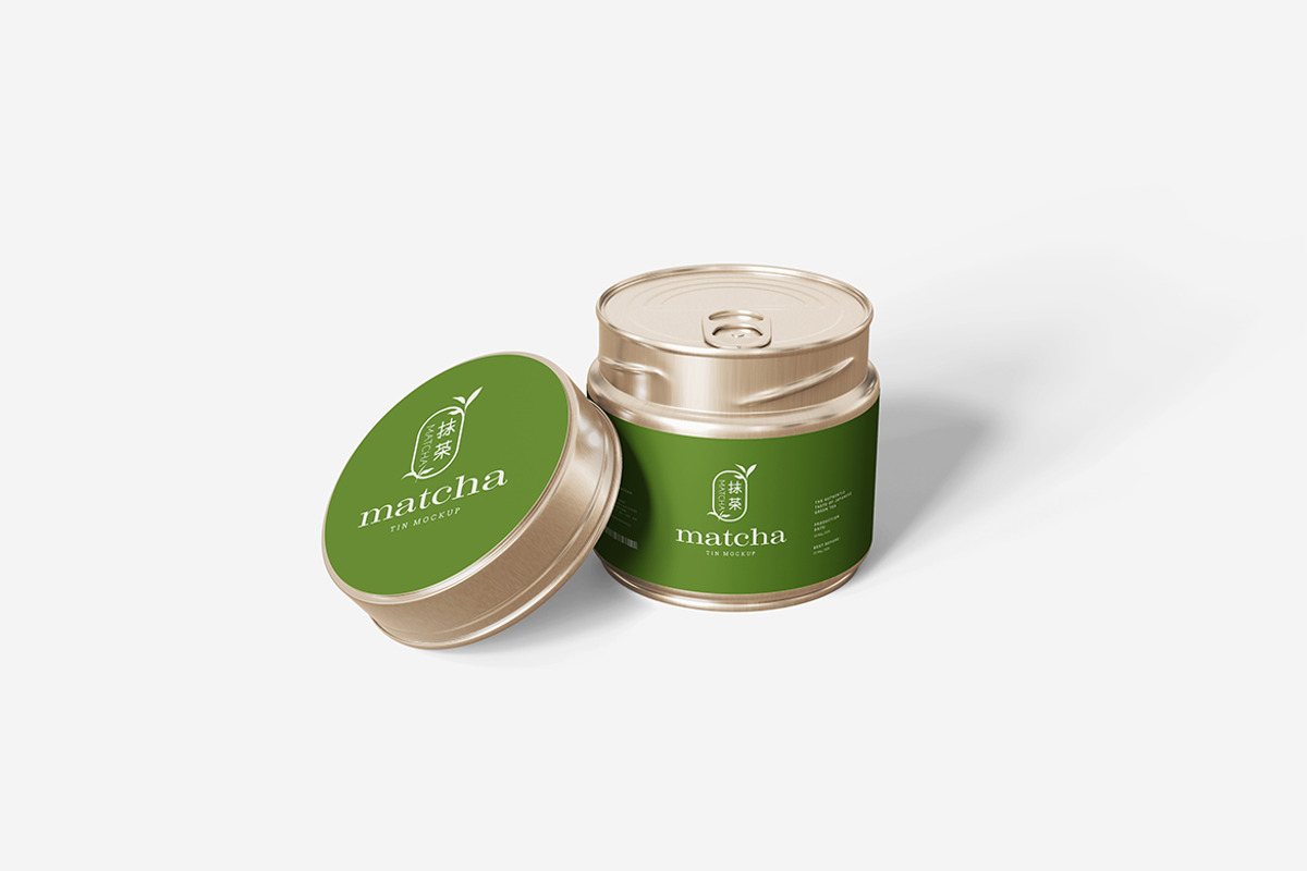 Matcha Tin Mockup, a Product Mockup by MrLetters (Photo 2 of 5)