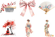 Watercolor Japanese Summer Clipart, an Illustration by Designking (Thumbnail 2 of 5)