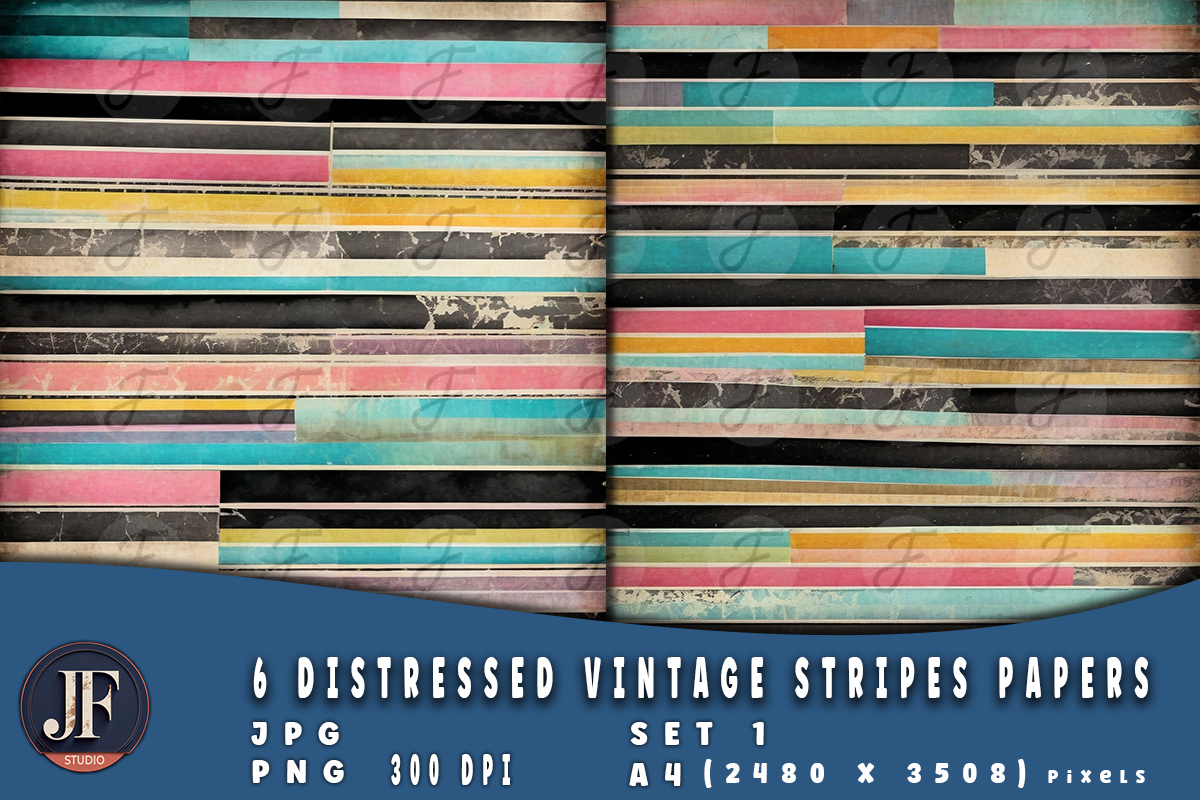 Distressed Vintage Stripes Papers 1, a Background Graphic by Joaquin Fernandez Studio (Photo 3 of 4)
