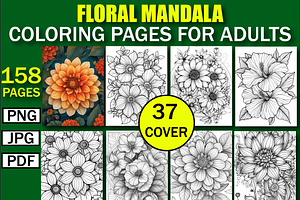 Floral Mandala Adult Coloring Pages, a Decorative Illustration by Design Zone