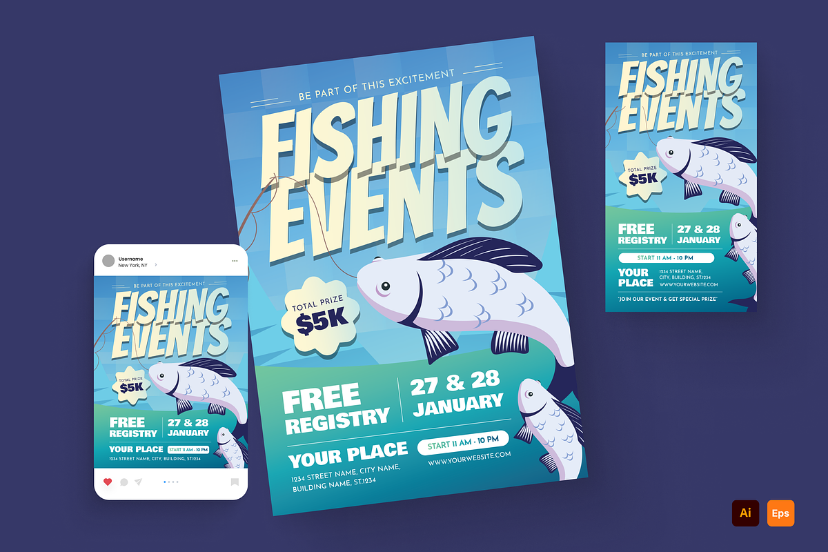 Fishing Event Flyer, a Flyer Template by MMPixelCraft (Photo 1 of 4)
