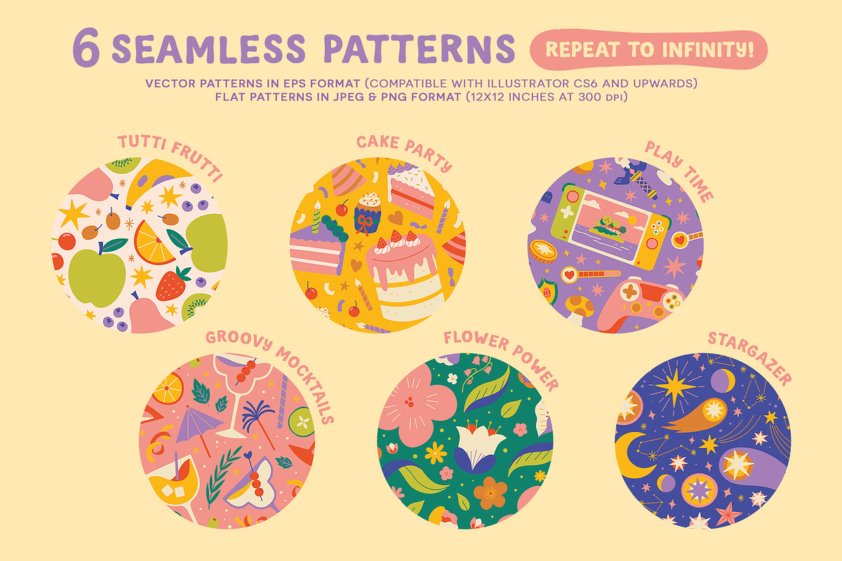 Cute & Playful Patterns - Vector, a Pattern Graphic by Carole Chevalier (Photo 2 of 11)