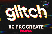 50 procreate glitch brushes, a Brush Add-On by Endete & Mazak brushes (Thumbnail 1 of 9)