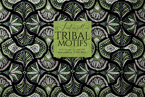 Lime Mandala Feather Damask on Black