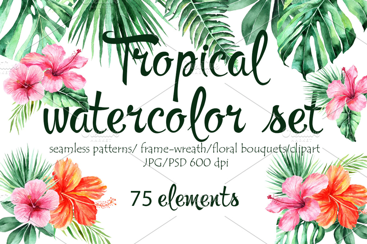 Tropical Watercolor set, a Decorative Illustration by Antikva17 (Photo 1 of 4)