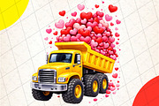 Kids Valentine’s Day Dump Truck PNG, an Illustration by DreamCafeArt (Thumbnail 1 of 8)