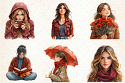 Burgundy Autumn Woman Clipart, an Illustration by Rose Art (Thumbnail 3 of 4)