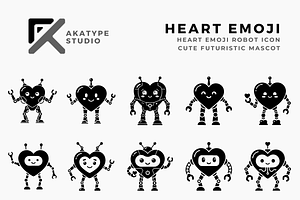Heart Emoji Robot Icon, a Solid Icon by Akatype Studio