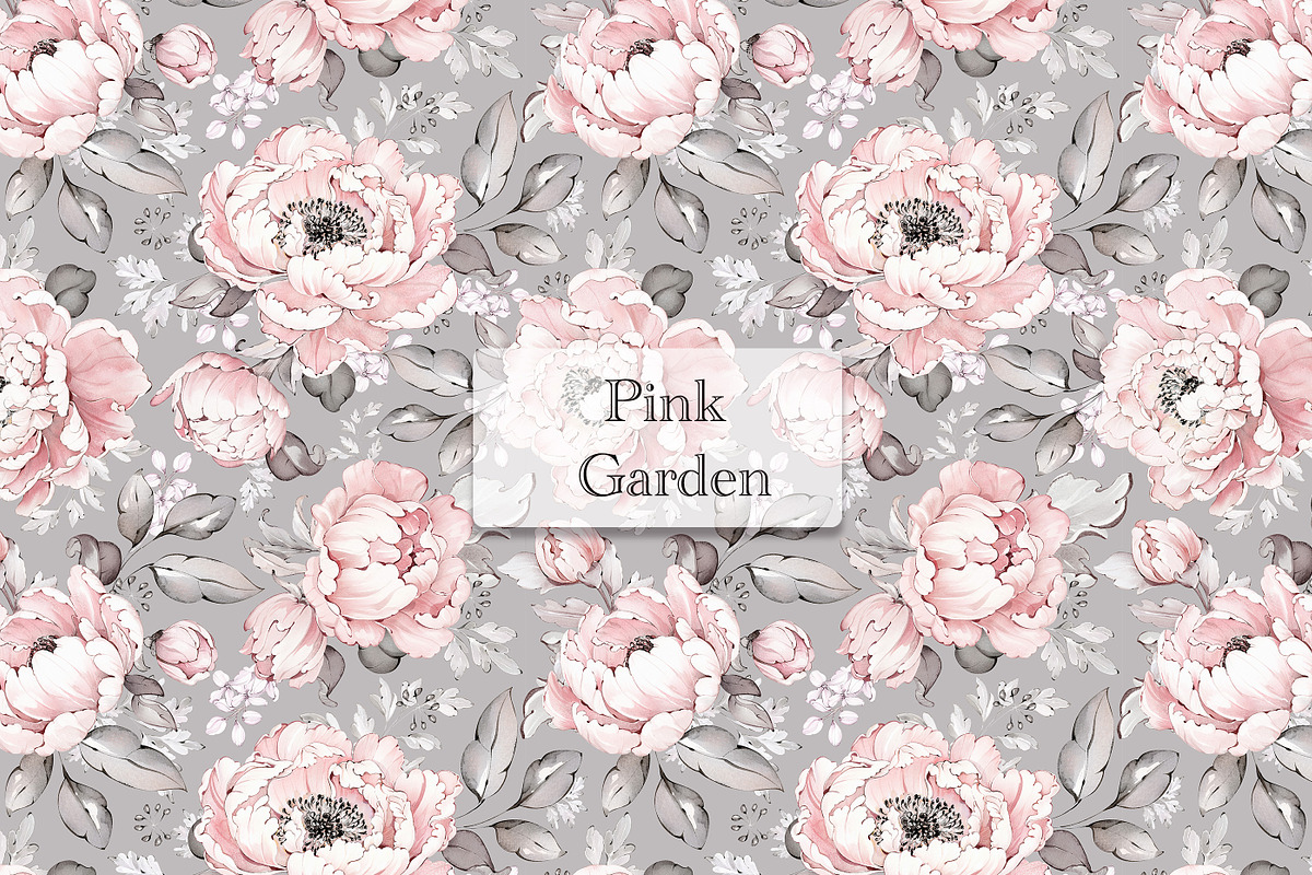 Pink Watercolor Peonies Pattern, a Pattern Graphic by Lisima (Photo 13 of 16)