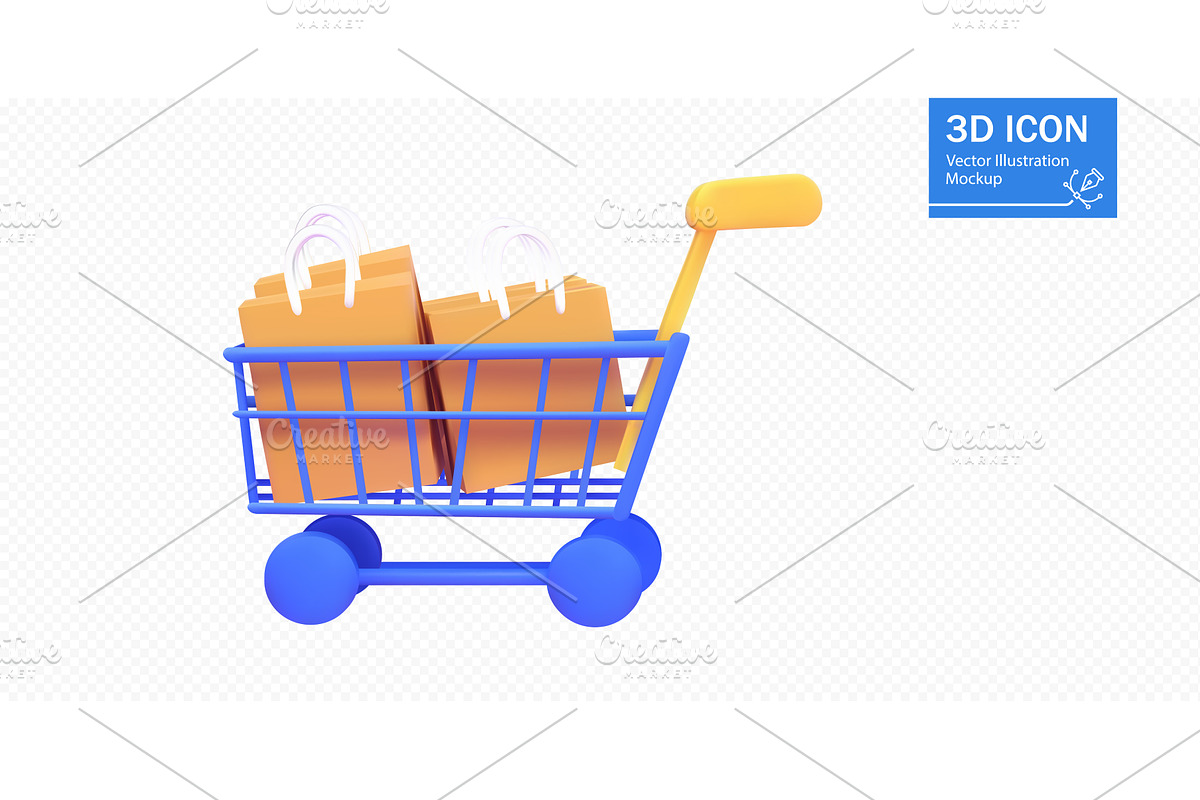 Shopping cart filled with boxes, an Illustration by ZinetroN