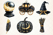 Black and Gold Halloween Clipart, an Illustration by Dream Creation (Thumbnail 7 of 7)
